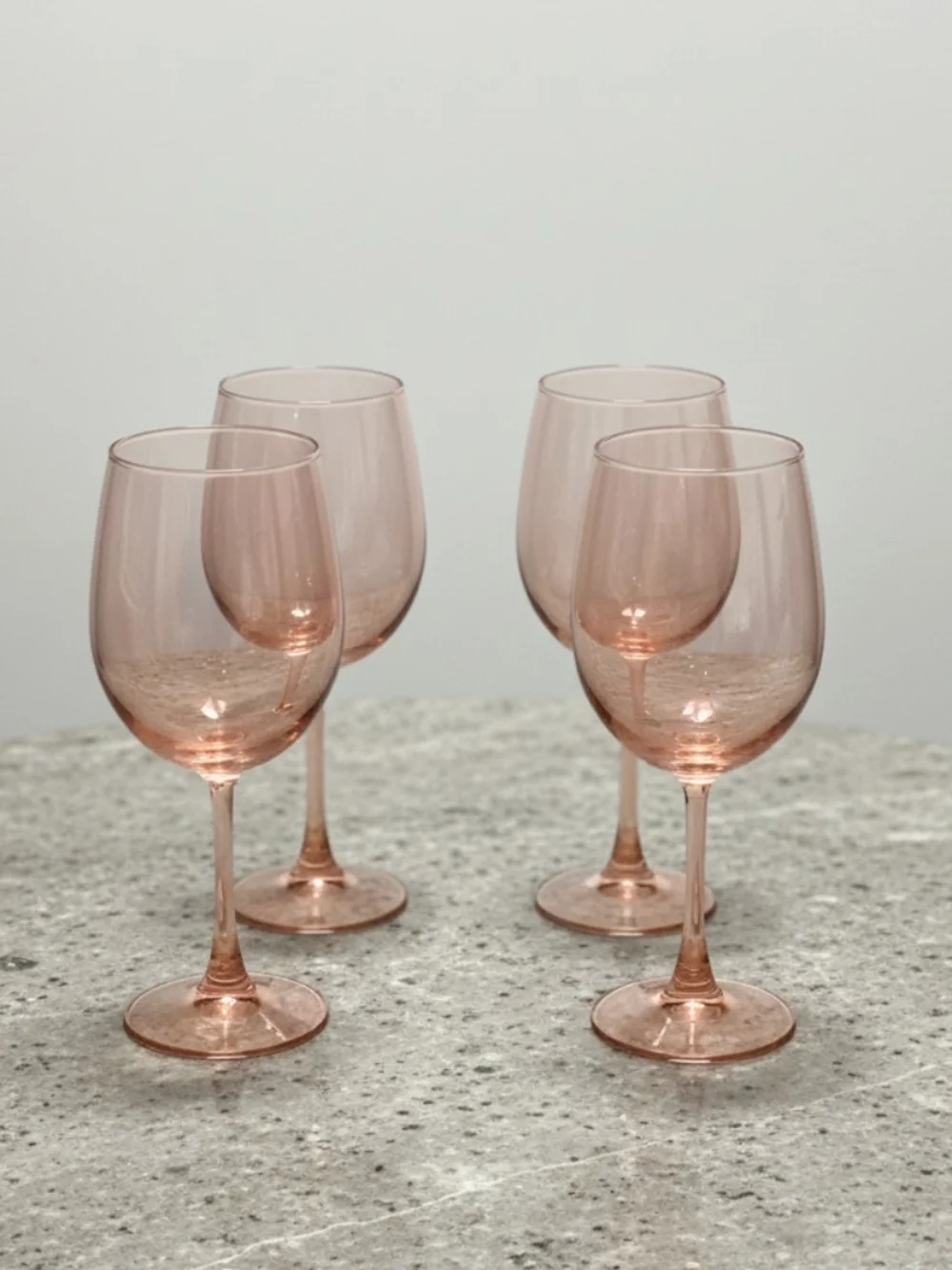 Set of 4 Blush Pink Wine Glasses - Elegant Stemware